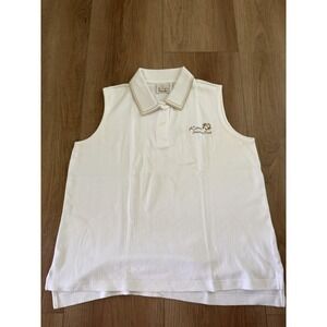 EP Pro Womens Polo Shirt Sleevless KonaCountry Club Logo Size Med Off White/tan